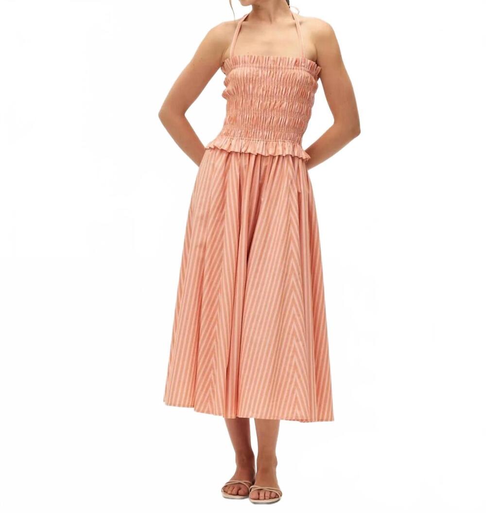 NEW ELODIE paloma halter neck dress in orange stripe